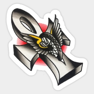 Ankh with Winged Wheel Tattoo Design Sticker